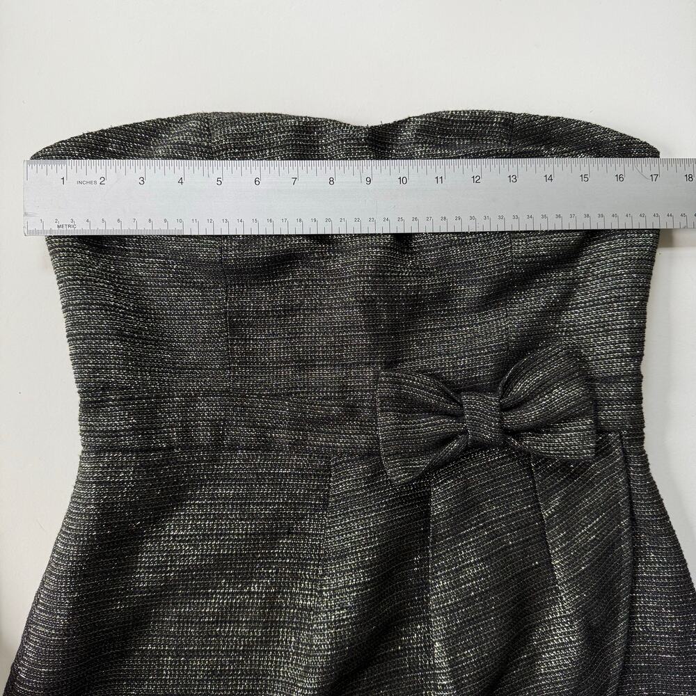 Ya Los Angeles Mini Dress w/ Bow Black Gold Metallic Glam Cocktail Party Size L - Picture 2 of 12